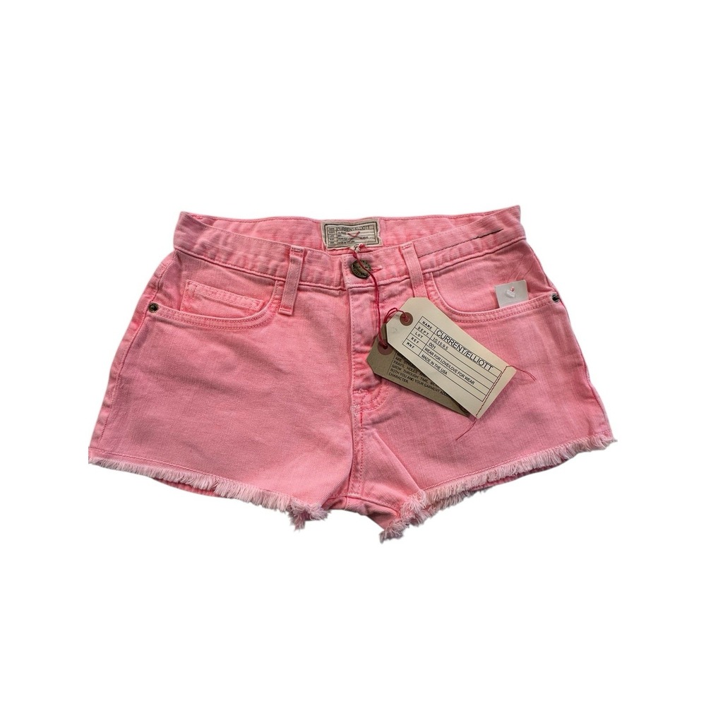 Current Elliott Shorts Womens Pink Denim 23 The Boyfriend Frayed Hem Brand New‎